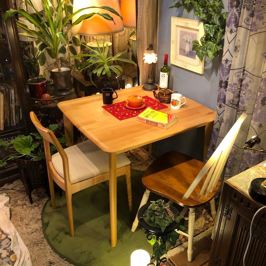 極美品　アルダー　ソリッド　テーパードレッグ　コンパクト　ダイニングテーブル