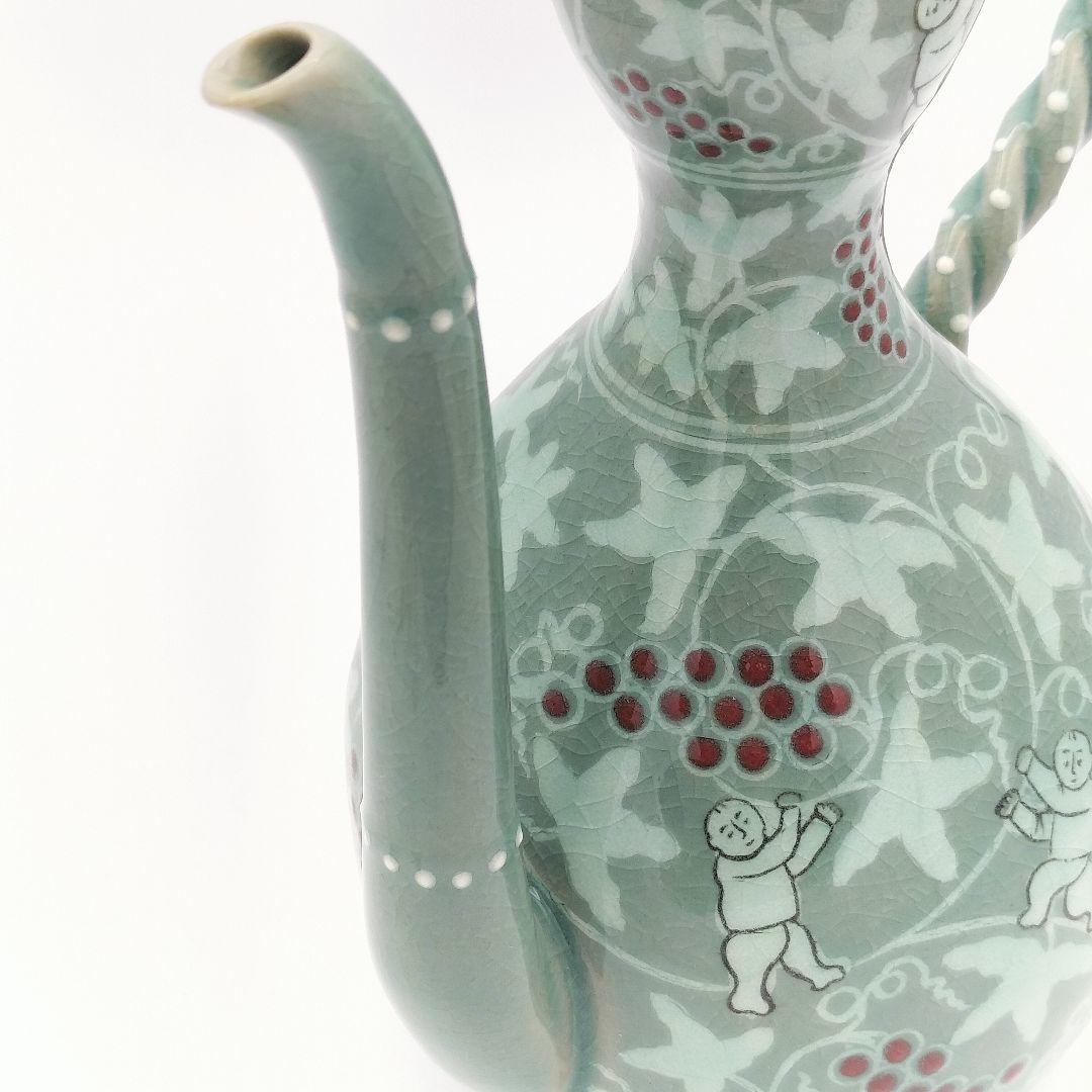 a615 水注　葡萄唐草盛盞瓶　韓国　青磁　古物　煎茶　茶器　茶道　茶道具