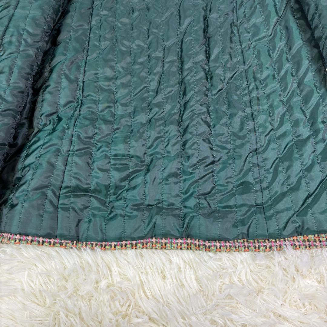 MAX&Co モヘア混 ツイード ダブル ロングコート キルティング グリーン系