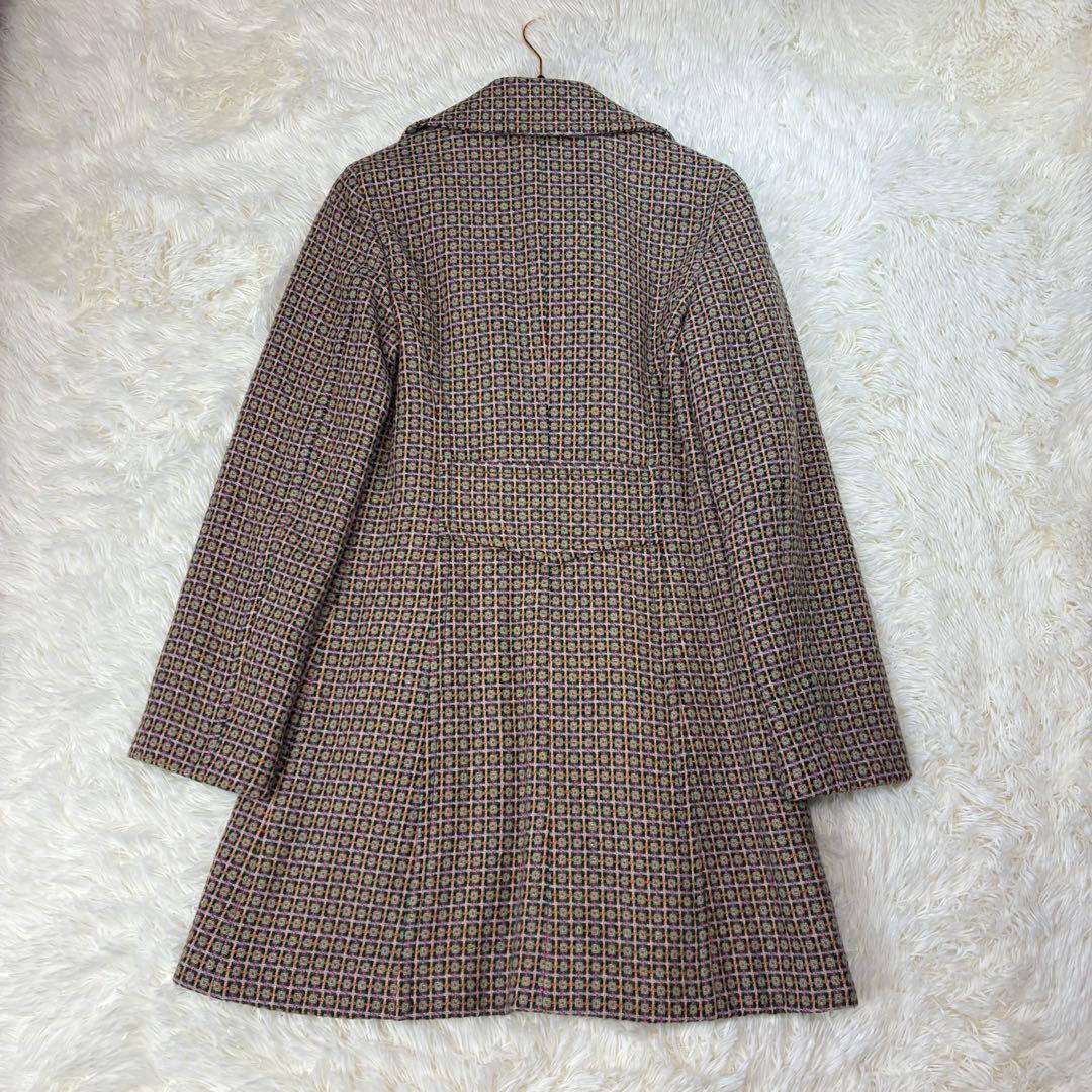 MAX&Co モヘア混 ツイード ダブル ロングコート キルティング グリーン系