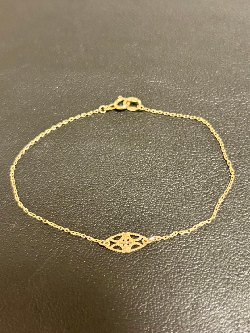 アガット　透かしモチーフ付き　K10ブレスレット