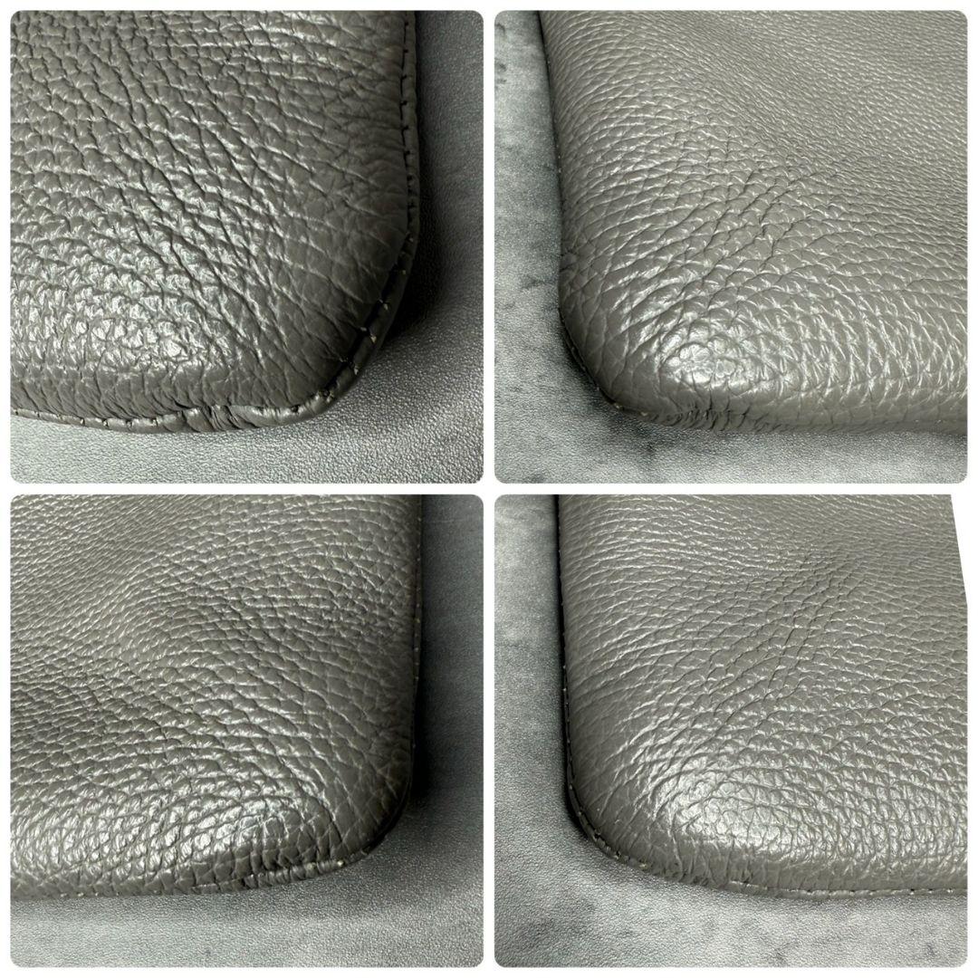 ★美品★シャンポールセリエ レザー トートバッグ シュリンクレザー グレー