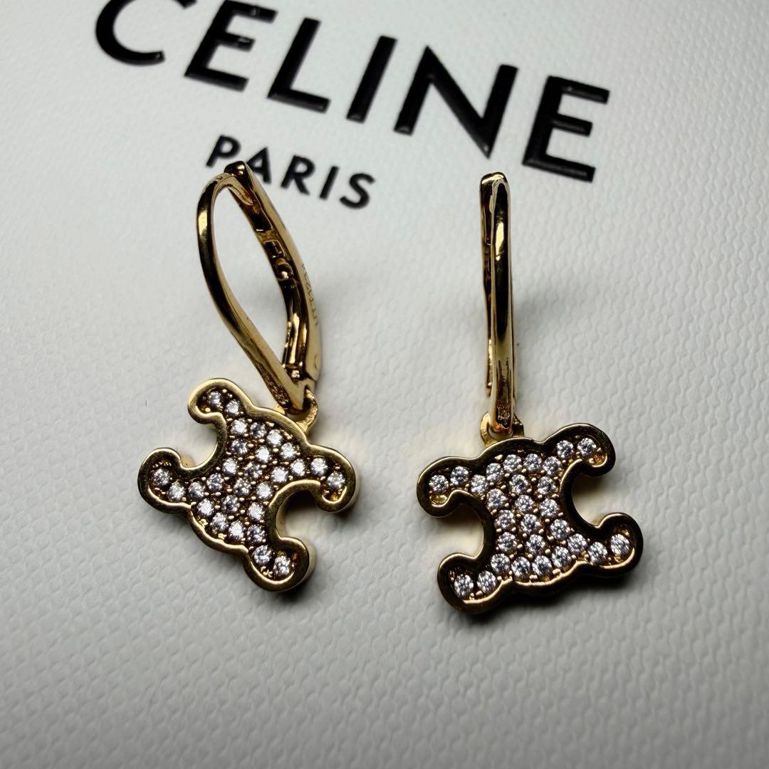 【新品未使用】CELINEトリオンフ ラインストーン ピアス 定価92400