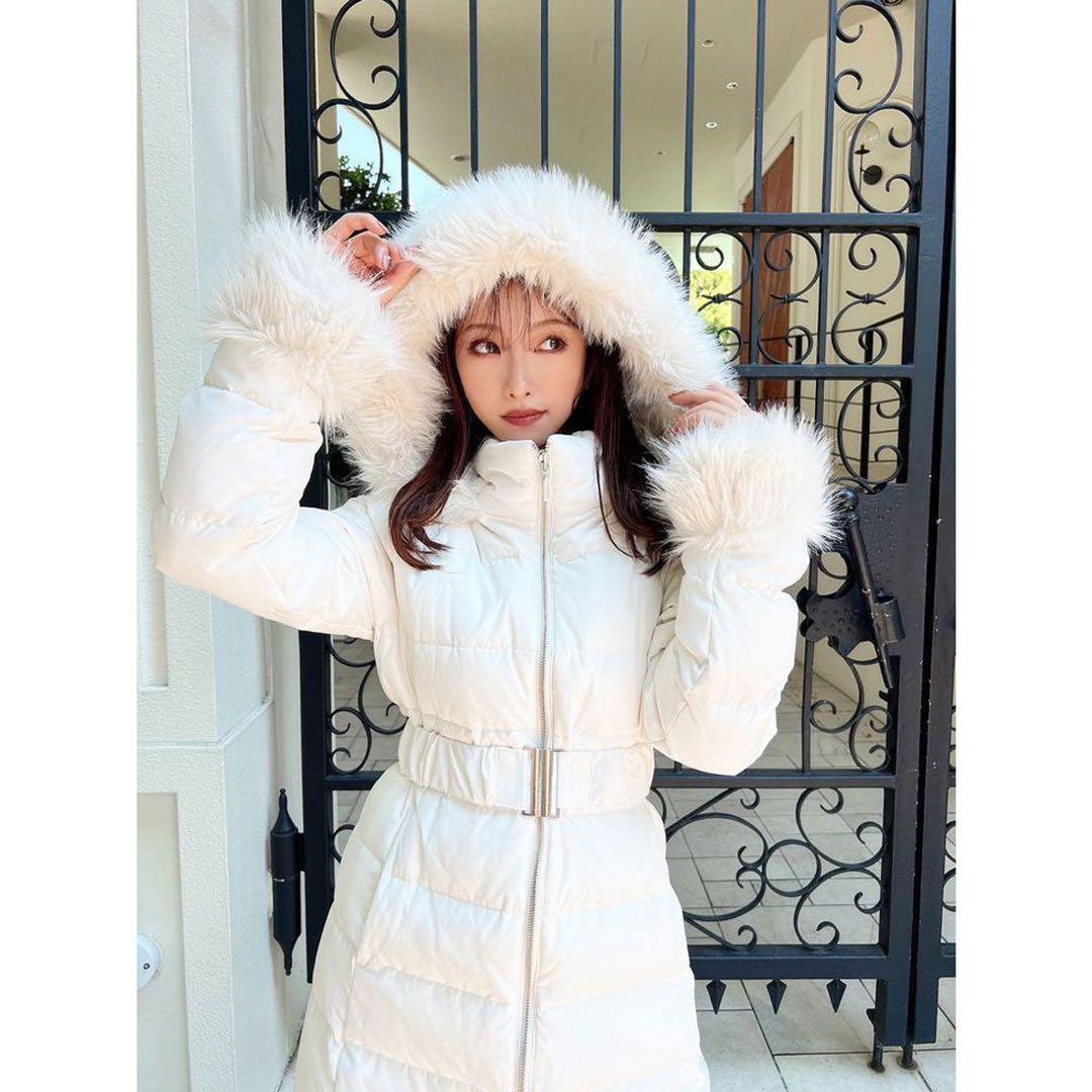 美品✨リゼクシー フード付ダウンコート ホワイト M ファー ベルト