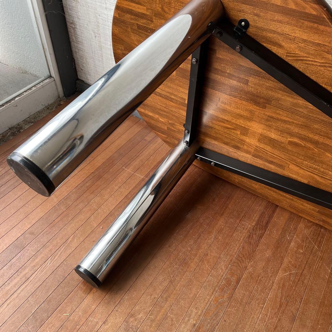 【アンティーク】木製天板 鉄脚 ビーンズ型 ダイニングテーブル ポストモダン