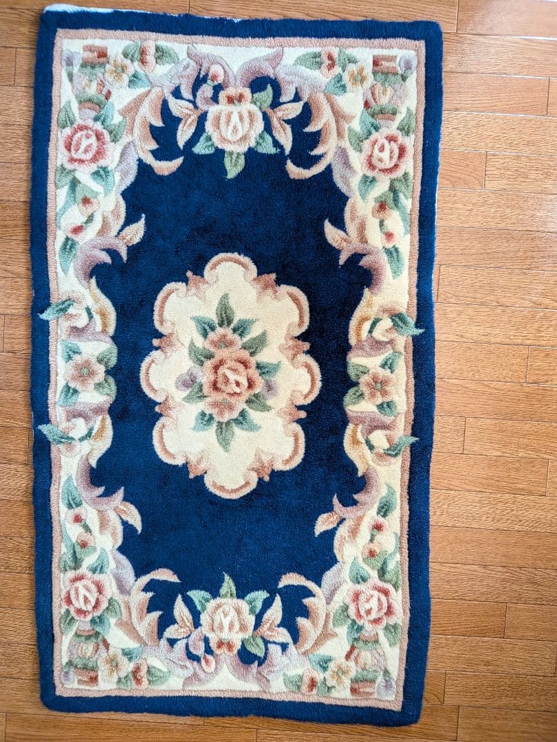 玄関マット クラシック花柄 ウール系 布張り 77×120cm