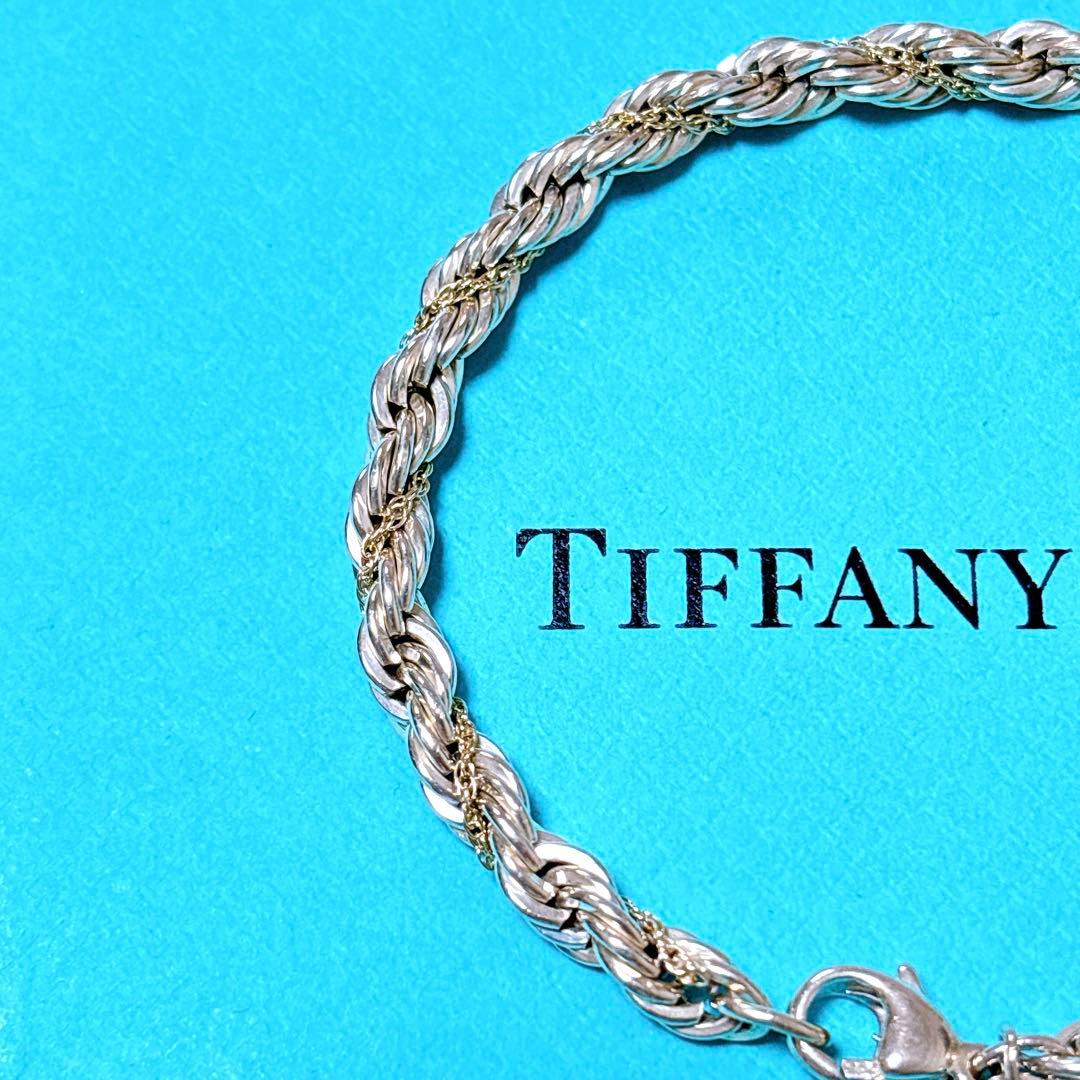 【美品】18.7cm ティファニー ツイスト コンビブレスレット 925/750
