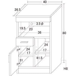 ルーター収納40（W40×D26.5×H80cm） ブラウン 【完成品】