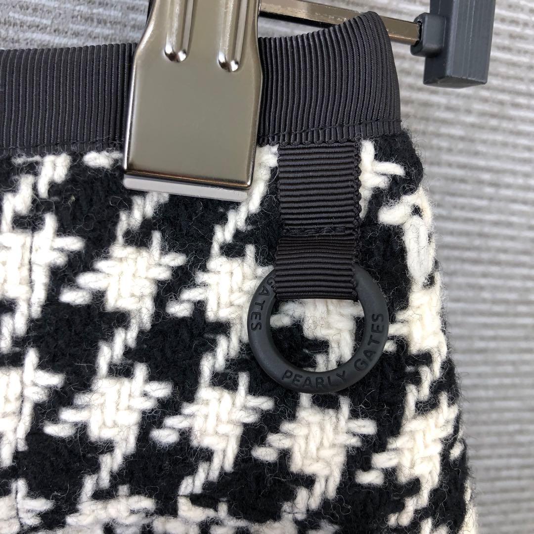 PEARLY GATES 千鳥格子柄 ウール フレア ミニスカート 0 ブラック