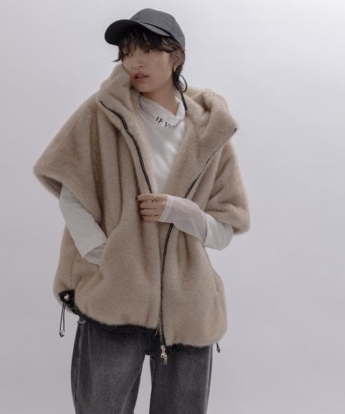 Eimee Law ミンクファー フーディドロスト ベストコート