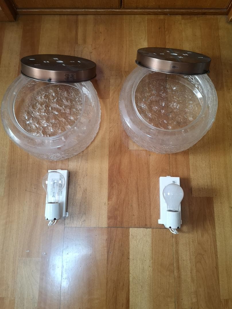 美品 天井灯 ビンテージ ガラス製 2個セット