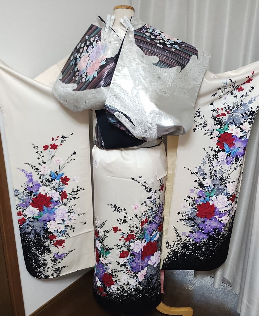 成人式正絹振袖フルセット マルチカラー落款 豪華　上品