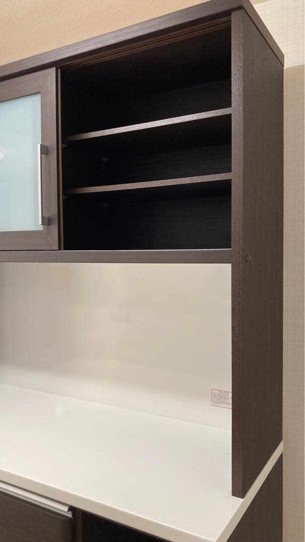 【美品】全国送料無料！ニトリ120サイズ木製キッチン収納棚ダークブラウン