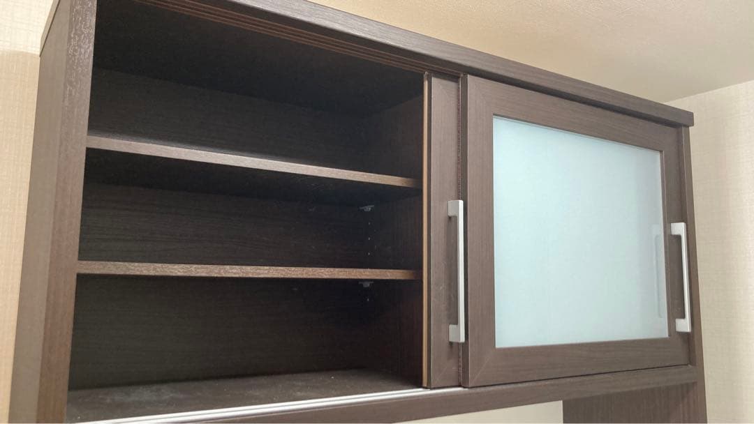 【美品】全国送料無料！ニトリ120サイズ木製キッチン収納棚ダークブラウン