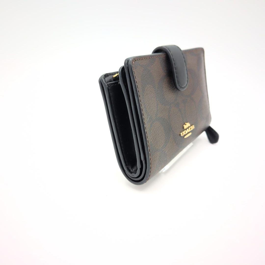 【未使用】コーチ COACH シグネチャー 二つ折り財布 ブラウン レザーPVC