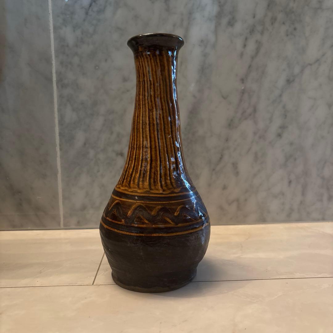 民藝 美しいお色と刷毛目模様が芸術的な小鹿田焼の花瓶