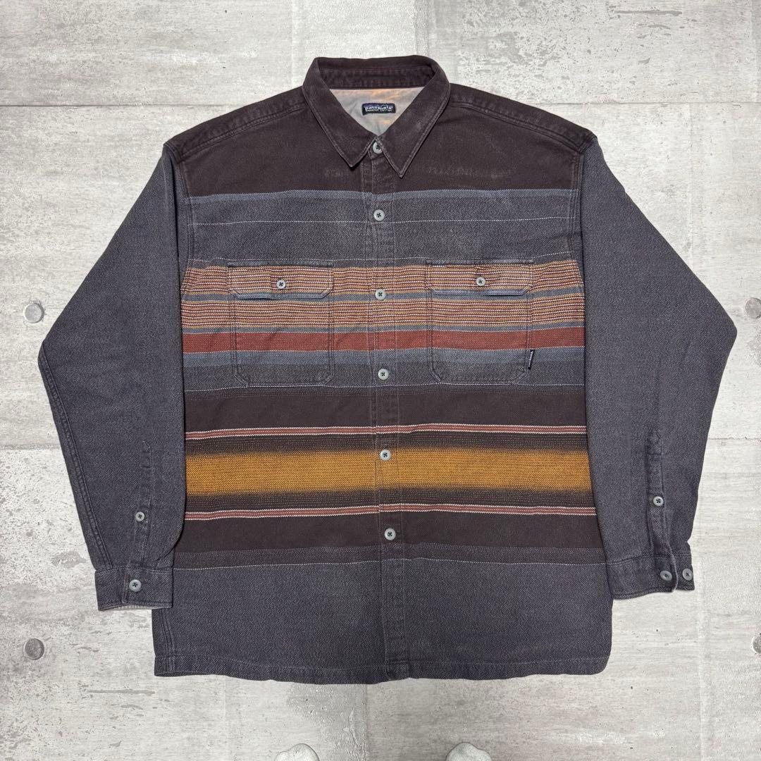 patagonia 02年 ポルトガル製 ? ヘビーフランネルシャツ ブラウン