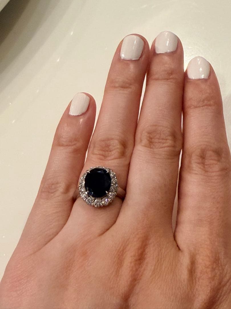 ネイビーオーバルカットリング