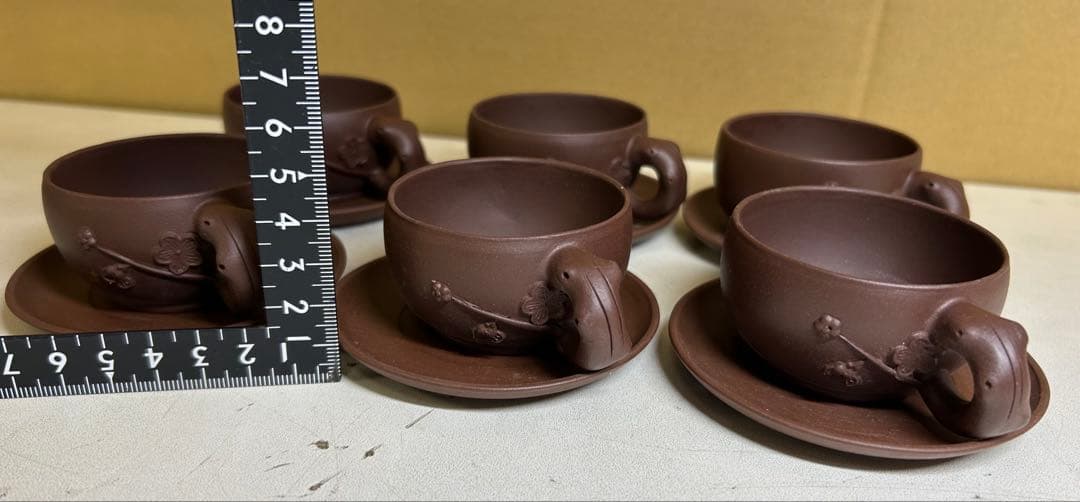 P98 中国 宜興紫砂　手彫梅模様 工芸急須 廃盤品　紫砂壺 手作り茶壺　茶道具