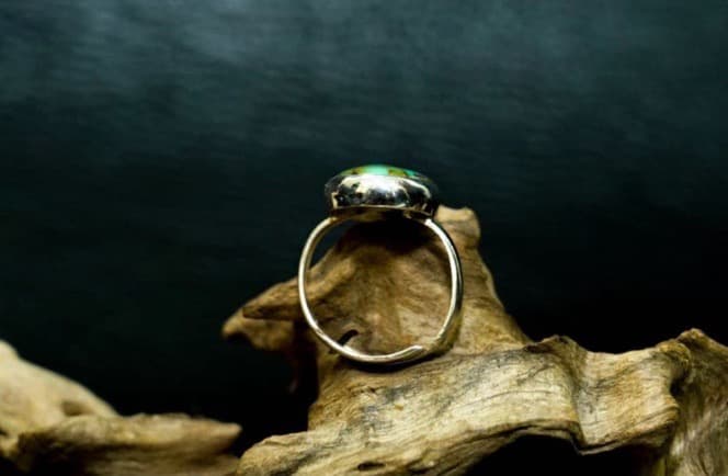 【週末限定セール】ターコイズ フリーサイズ リングスパイダーウェブシルバー19号