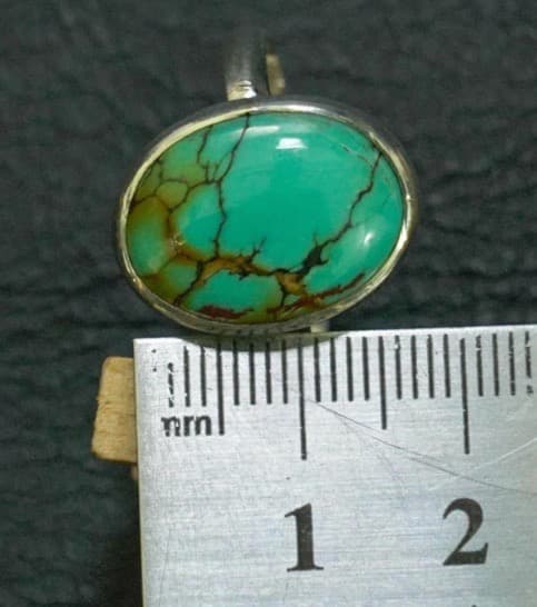 【週末限定セール】ターコイズ フリーサイズ リングスパイダーウェブシルバー19号