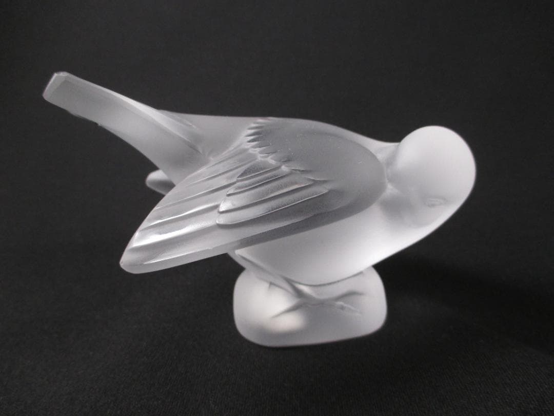 LALIQUE　ラリック　クリスタル　ペーパーウェイト　置物　雀　スズメ
