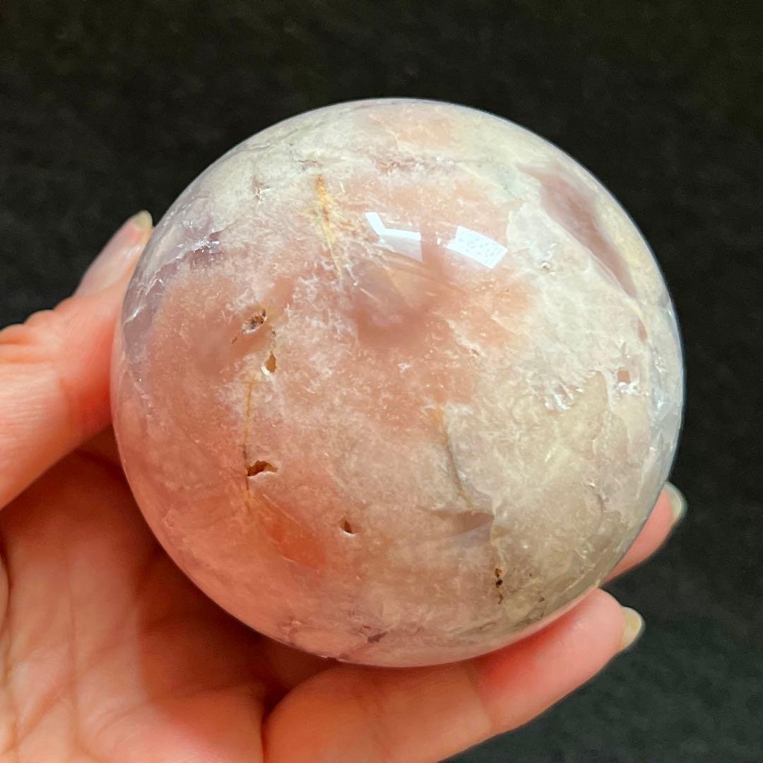 高品質　笑口　ピンクアメジスト　ピンク桜瑪瑙　スフィア