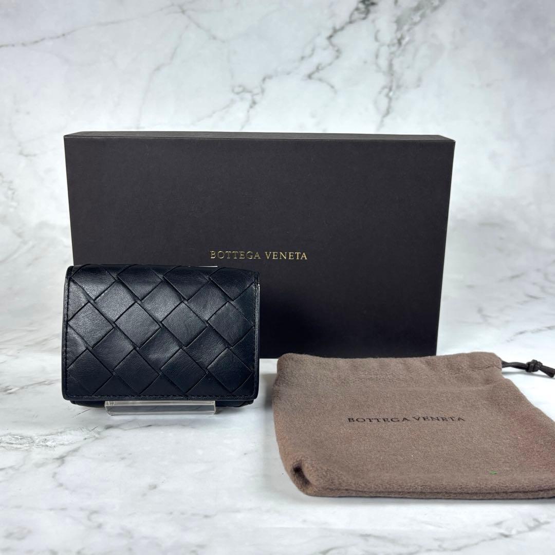 BOTTEGA VENETA ブラック イントレチャート タイニー 三つ折り財布