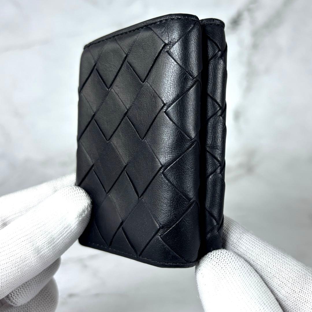 BOTTEGA VENETA ブラック イントレチャート タイニー 三つ折り財布