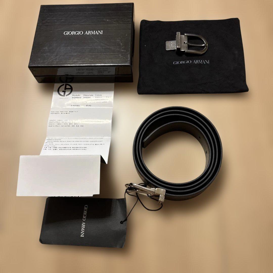 Giorgio Armani ブラック　レザー ベルト