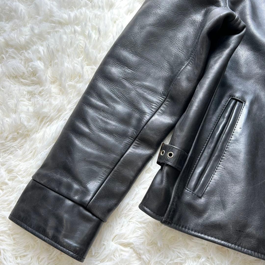 B-McCOY'S レザー シングルライダースジャケット 黒 牛革