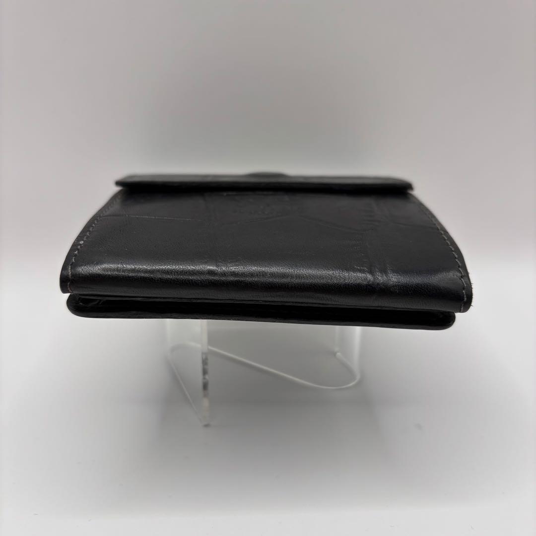 ILBISONTE 二つ折り財布　ブラック　クロコ　型押し　レザー　財布　革