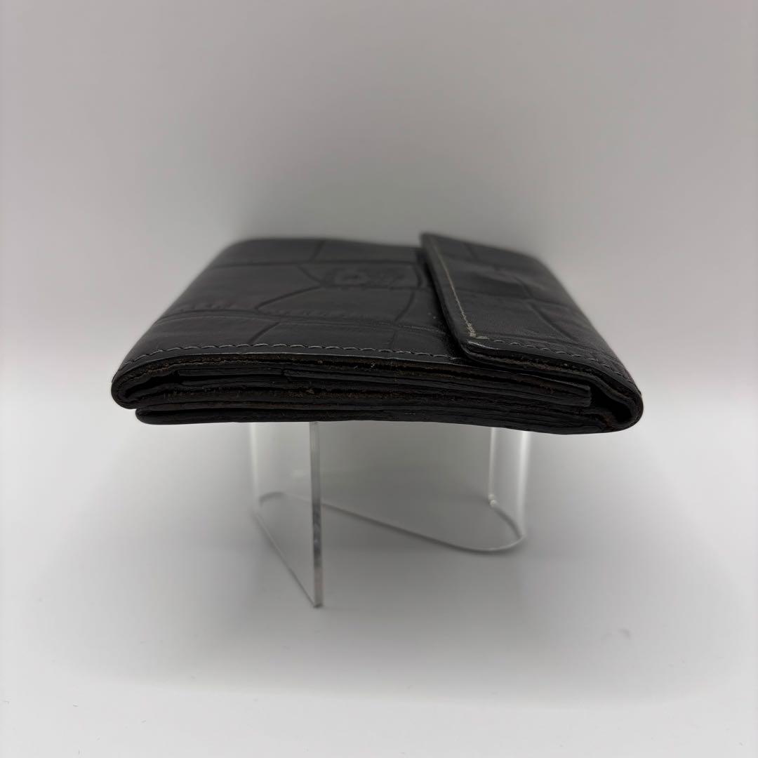 ILBISONTE 二つ折り財布　ブラック　クロコ　型押し　レザー　財布　革