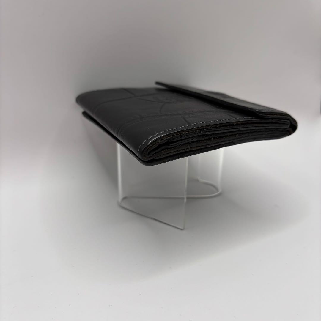 ILBISONTE 二つ折り財布　ブラック　クロコ　型押し　レザー　財布　革