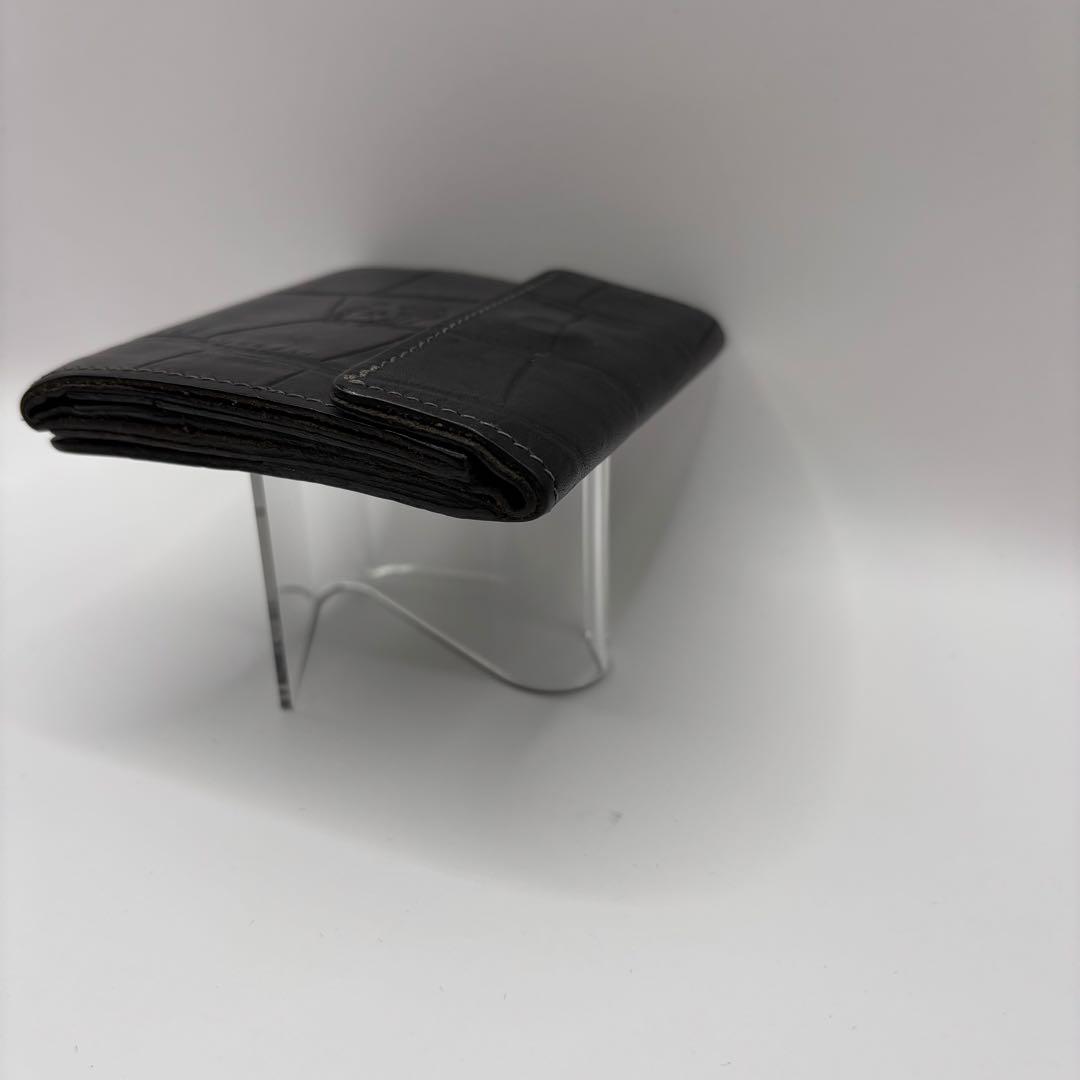 ILBISONTE 二つ折り財布　ブラック　クロコ　型押し　レザー　財布　革