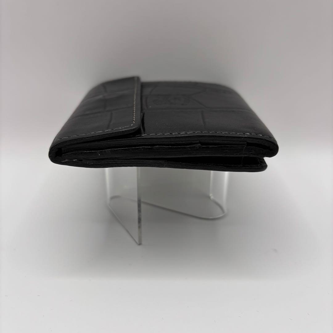 ILBISONTE 二つ折り財布　ブラック　クロコ　型押し　レザー　財布　革