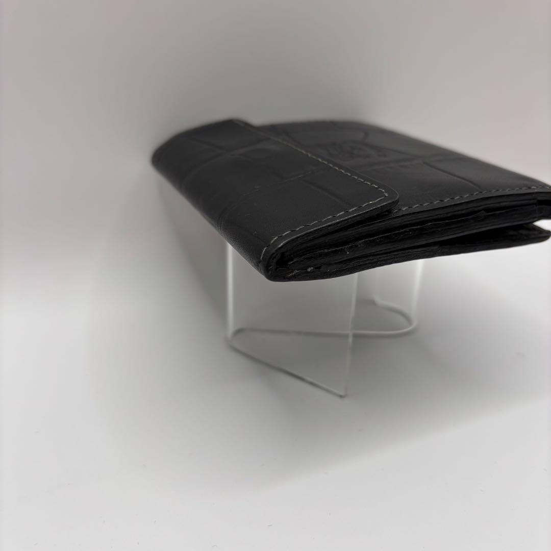 ILBISONTE 二つ折り財布　ブラック　クロコ　型押し　レザー　財布　革