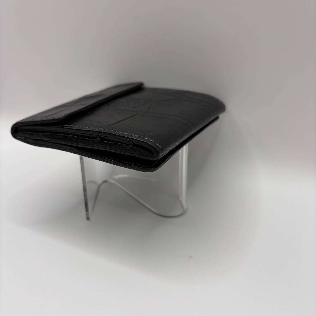 ILBISONTE 二つ折り財布　ブラック　クロコ　型押し　レザー　財布　革