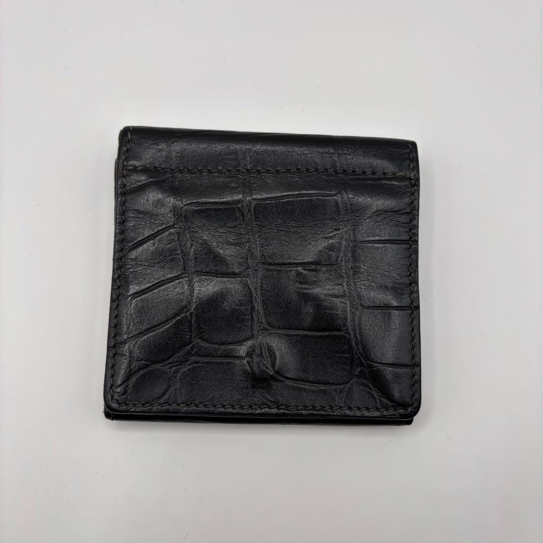 ILBISONTE 二つ折り財布　ブラック　クロコ　型押し　レザー　財布　革