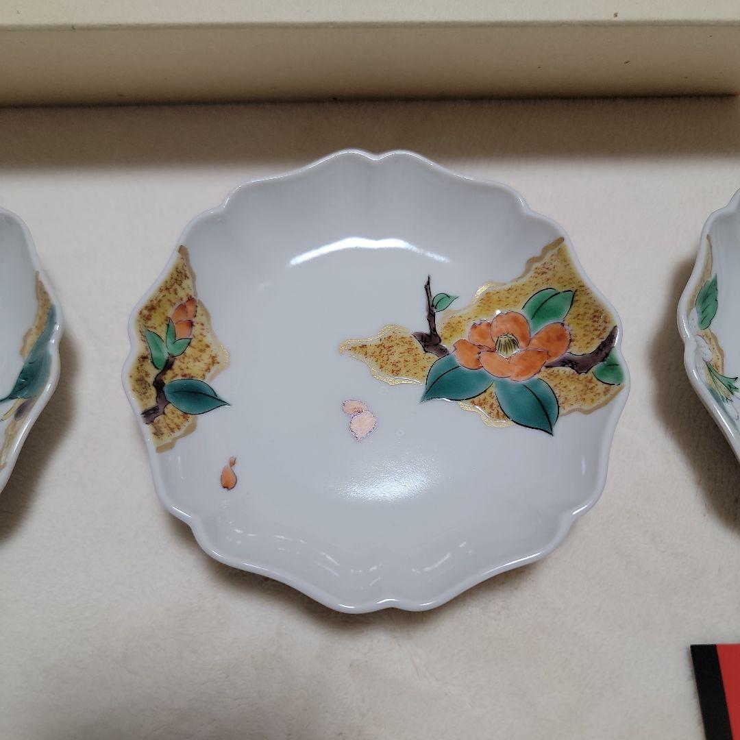 新品未使用　九谷焼　宮本晄　四季の花　４号皿揃 お祝い お正月