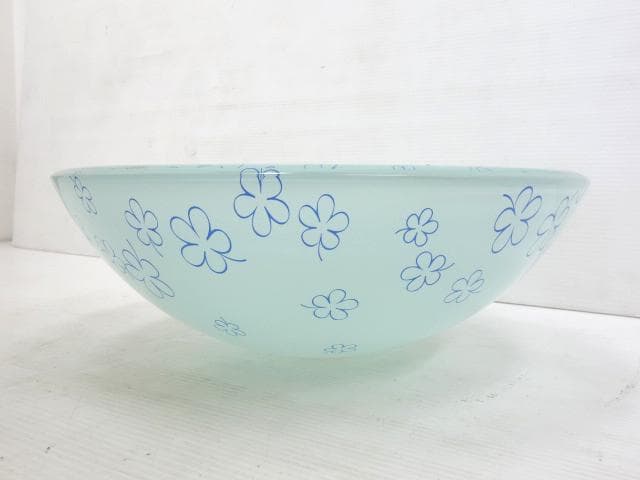 展示品 強化ガラス製 手洗い ボウル 花柄 φ360×130mm