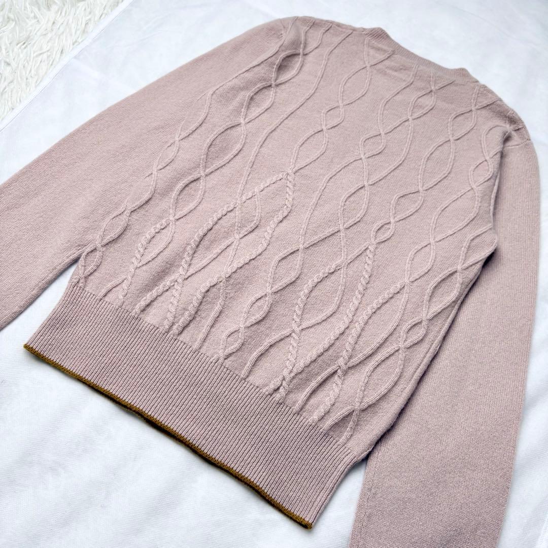 ロロピアーナ ベビーカシミヤ100% ケーブルニットセーター 薄手 ロールアップ
