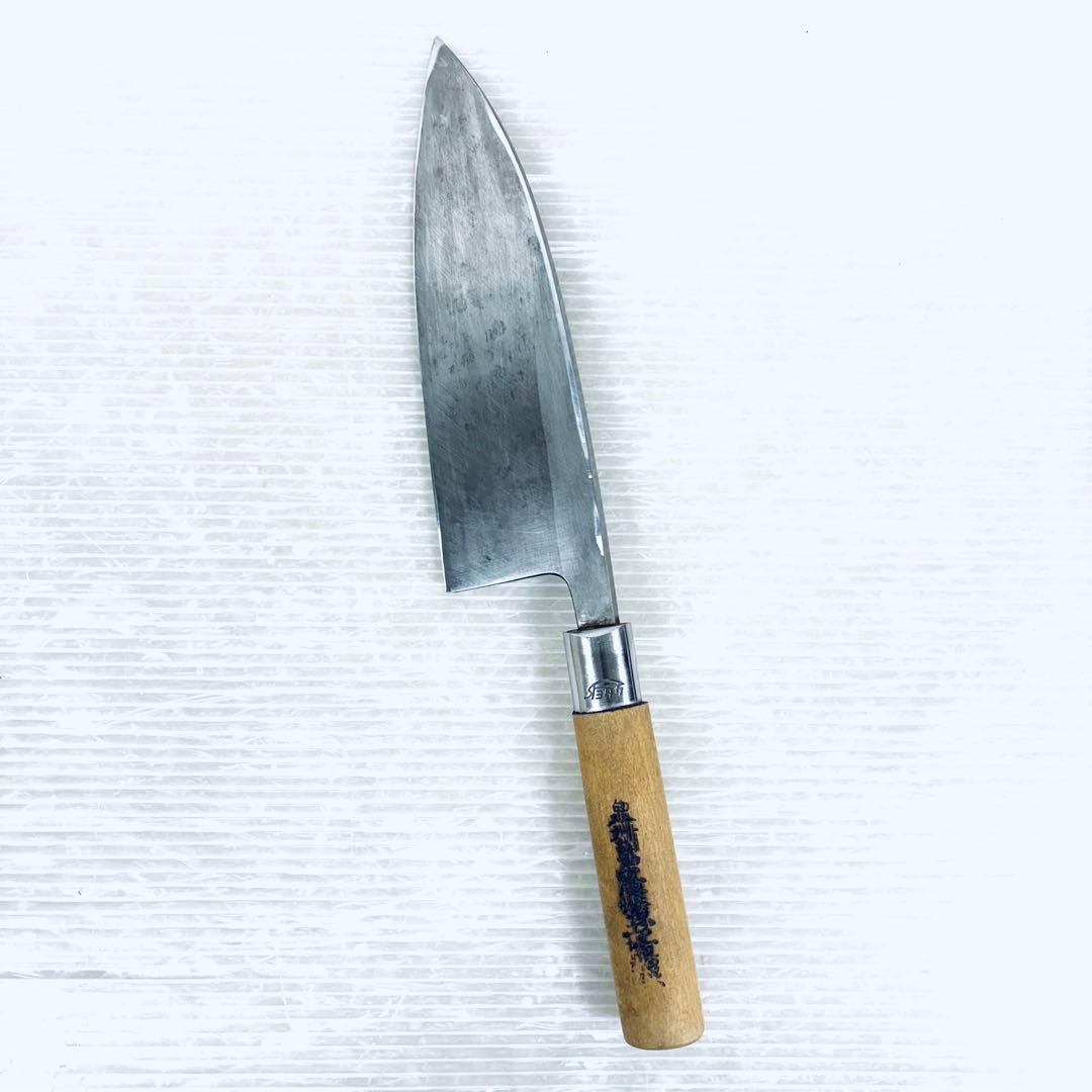 【研ぎ済み】和包丁　出刃包丁　堺豊隆　鋼　片刃　刃渡り18.5cm 6寸　箱付き