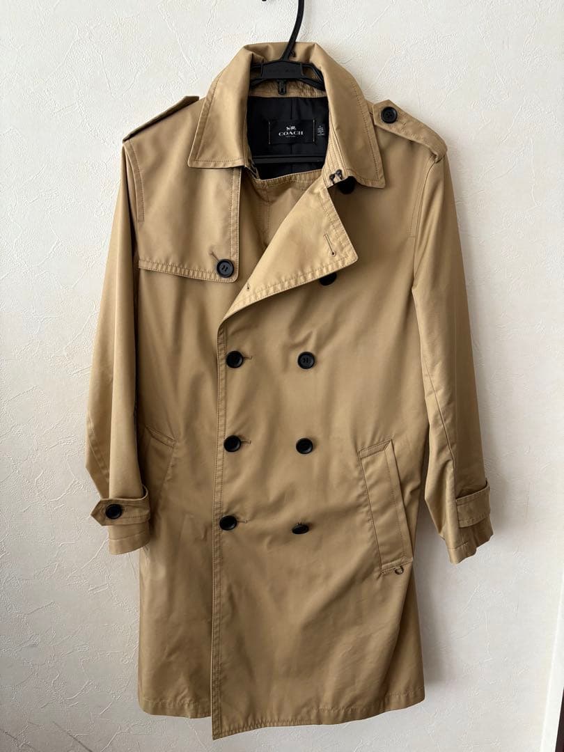 [期間限定セール]コーチメンズ　ダブルブレストトレンチコート　ベージュ　M