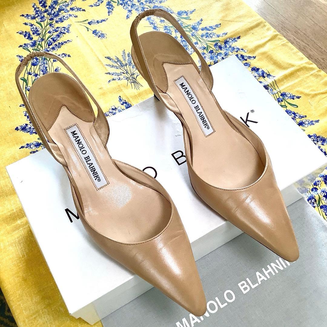マノロブラニク 定番 キャロリン スリングバック ヌーディーカラー 22.5cm