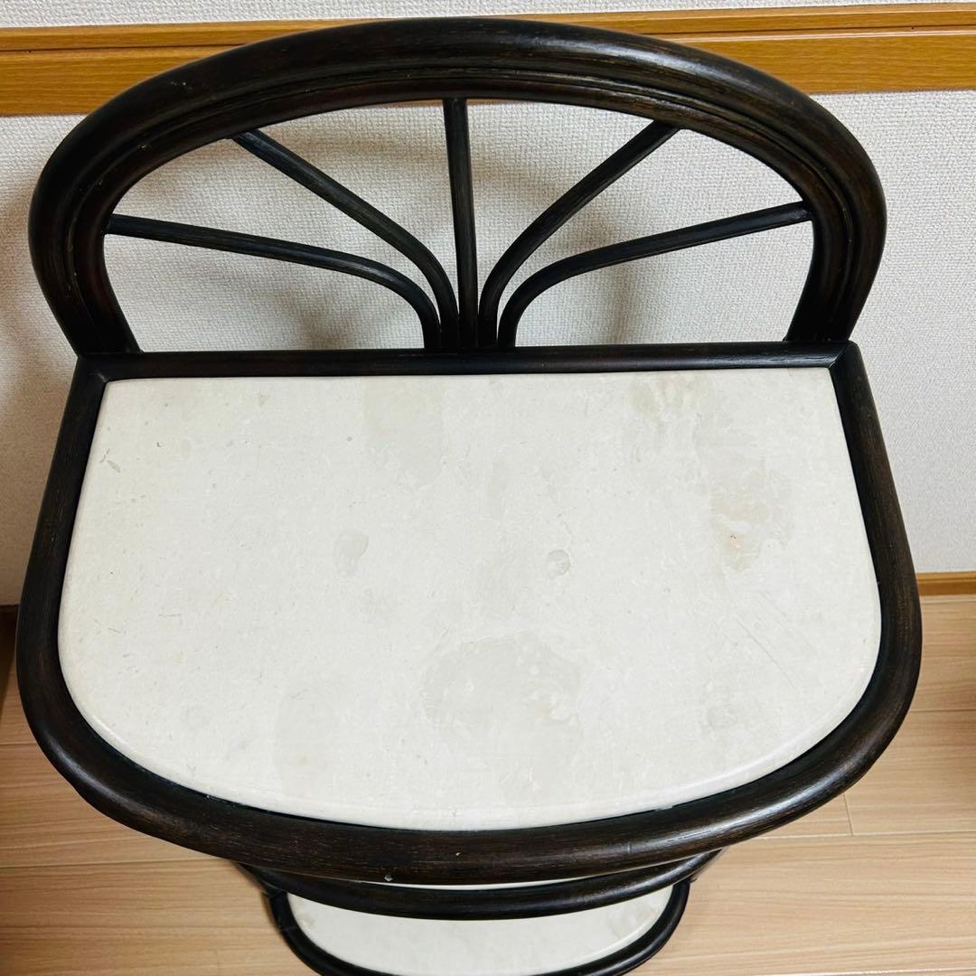 アンティーク調 ラタンフレーム 大理石風 3段ラック レトロ家具