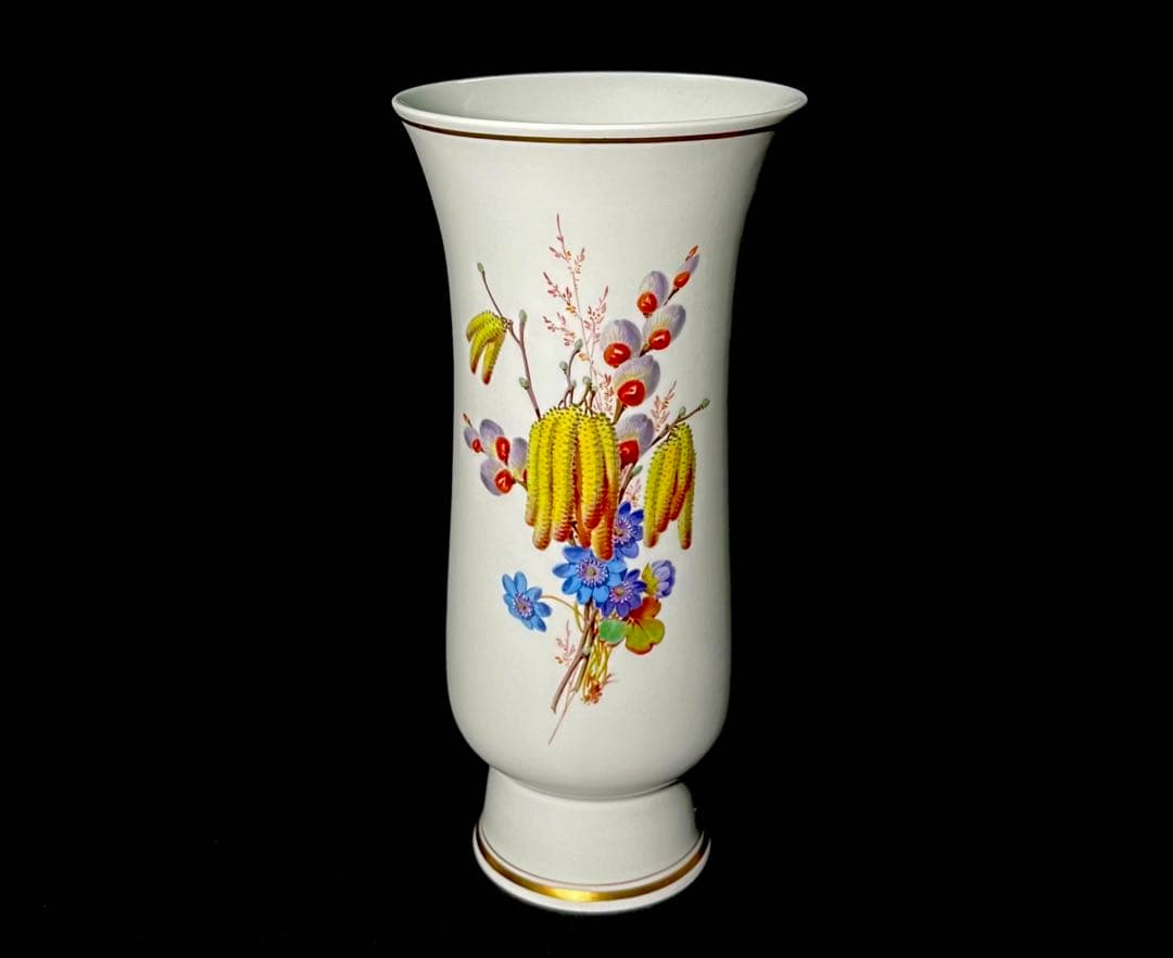 Meissenマイセン/※極美品1級品　自然主義　 尾状花序 蝶　 大型花瓶