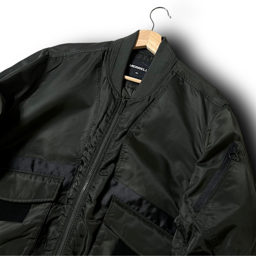 L メレル 裏地キルティング ボンバージャケット MA-1 オリーブ系