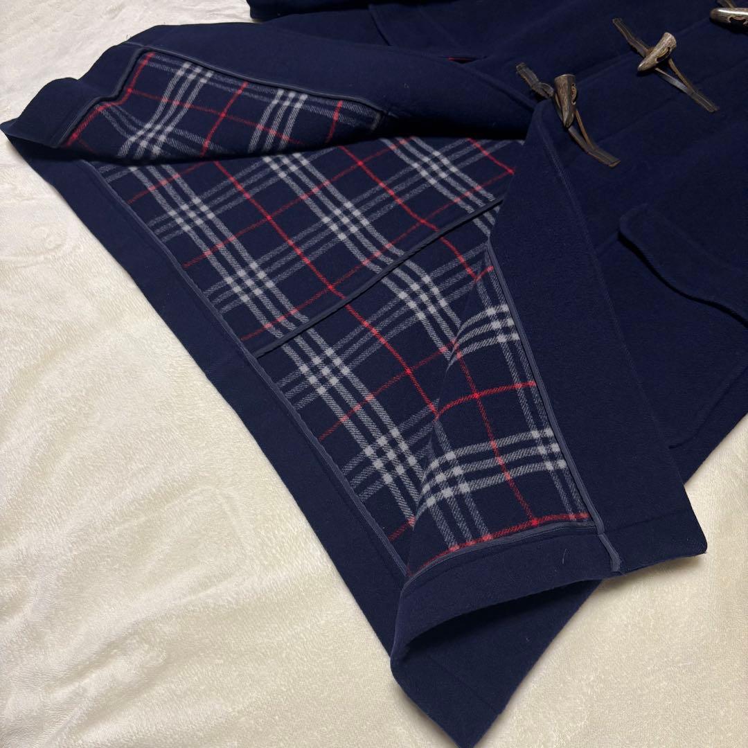 美品　バーバリー　ダッフルコート　ネイビー　チェック　キッズ　150 レディース