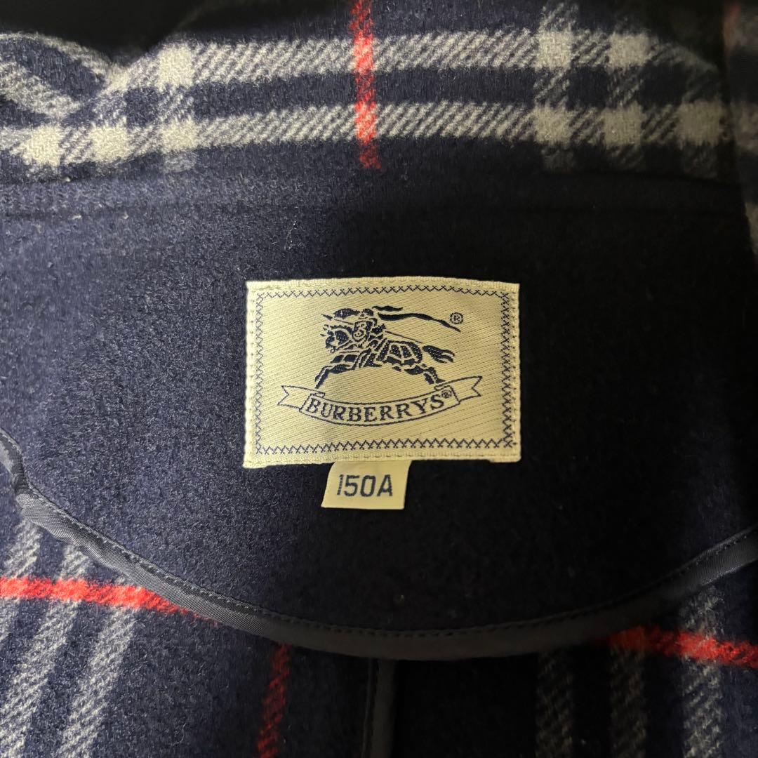 美品　バーバリー　ダッフルコート　ネイビー　チェック　キッズ　150 レディース